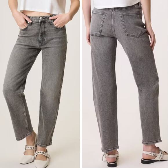 RAG & BONE Hattie Ankle Straight Vintage Stretch Denim Jeans in Grey Size 25 - Picture 1 of 8